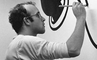 Keith Haring working at the Stedelijk Museum in Amsterdam